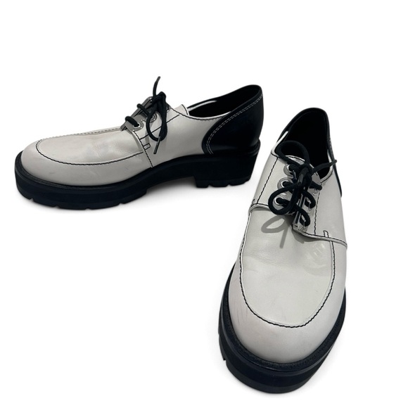 $595 3.1 Phillip Lim White/Black Leather Brogue Creeper Flats Sz 41 - Picture 5 of 10